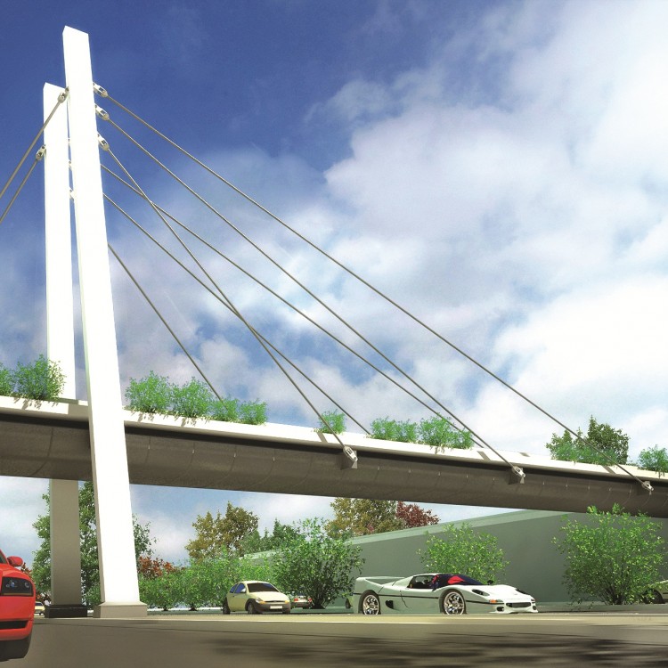 Building Material City Pedestrian Bridge Between Offices Area and Residential Area, UAE